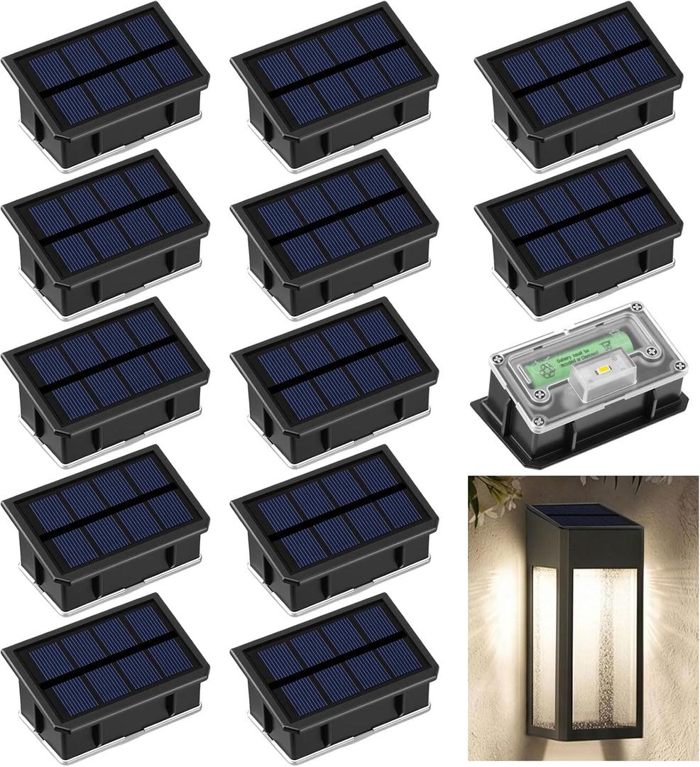Retisee 12 Pack Solar Light Replacement Top Parts, Solar Light Top Lid for Outdoor Fence Lamp Inserts Outdoor Waterproof Lanterns Repair Part