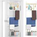 Over The Door Towel Rack, 5-Tier Towel Racks for Bathroom Door Hanging, Bathroom Back of Door Towel Bar, Door Blanket Holder for Clothes, Washcloths,Hand Towels, Sponges,White