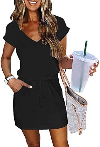 Womens Summer Dress Lantern Sleeve Square Neck Tie Front A-Line Double Layer Hem Mini Dresses L Black