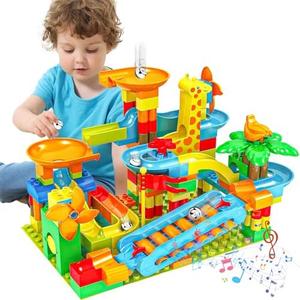 BATTOP Marble Run for Kids Ages 4-8, 167 PCS Classic Big Size Blocks Set, Crazy Marble Run Building Blocks with 4 Balls Race Track, STEM Toys Bricks Set Christmas Toys for Boys & Girls