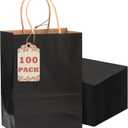 qiqee 100-Packs Black Paper Gift Bags with Handles Bulk 8.26"6"3.15" Small Size Gift Bags Multiple Uses