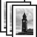 Wiscet 20x28 Picture Frame Set of 3, Display Pictures 16x24 with Mat or 20 x 28 Poster Frame without Mat, Wall Gallery Photo Frames, Black