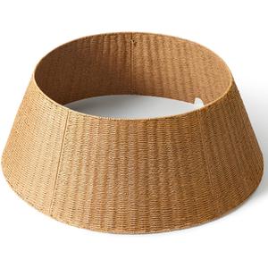 36in Large Christmas Tree Collar - Wicker Woven Tree Collars for Artificial Trees - Handmade Rattan Rustic Farmhouse Basket for Tree Base Cover with Cord Cut-Out for 7.5ft 8ft 9ft 10ft Trees (Natural)