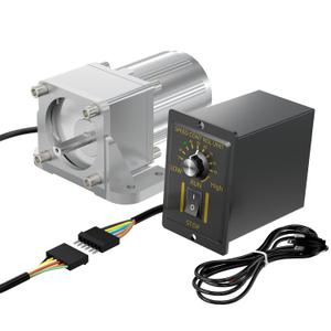6Watts Reversible 110V AC Motor with Gearbox (7.5K), Electric Gear Reducer Motor Adjustable High Speed 180rpm with Speed Controller & Bracket Kit for Food Packaging