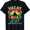 Vacay Squad 2025 Summer Vacation Family Friends Trip Palm T-Shirt (Black, XL)