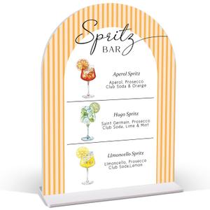 Aperol Hugo Limoncello Spritz Bar Table Sign - Spritz Cocktail Recipe, 68 Acrylic Sign, Perfect for Bridal Shower and Baby Shower, Summer Wedding Decorations, Graduate, Retire