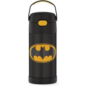THERMOS FUNTAINER Water Bottle with Straw - 12 Ounce - Kids Stainless Steel Vacuum Insulated Water Bottle with Lid, Batman