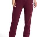 Reebok Women's Cinch-Bottom Sweatpant, Standard Fit, Midweight Cotton-Poly Fabric (Large, Black Cherry - Internal Drawstring)