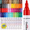 Overseas Paint Marker Pens - 48 Colors Permanent Oil Based Markers, Medium Tip, Quick Dry and Waterproof Assorted Color Paint Pen for Metal, Wood, Plastic, Rock, Stone, Canvas, Glass, Ceramics (1 Count (Pack of 48))