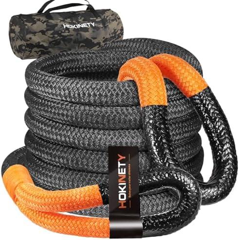 Kinetic Recovery Tow Rope: 1.26" x 30ft 55000LBS Snatch Strap Heavy Duty Offroad Towing Straps Kit for Trucks SUV UTV ATV Tractor Car Jeep - Black