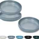 Ceramic Cat Bowls,  Shallow Cat Dishes for Food and Water, 6 inch Matte Finish Wide Cat Food Bowl, Whisker Fatigue Free Pet Puppy Kitten Bowl Set of 3, Dishwasher Safe (Bluish Grey-3pack)