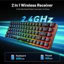 Snpurdiri 60% Wireless Gaming Keyboard and Mouse Combo,LED Backlit Rechargeable 2000mAh Battery,Small Membrane But Mechanical Feel Keyboard + Popular RGB Mice for Gaming,Business Office