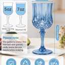 Plastic Wine Glasses Set, 7oz Vintage Goblets Shatterproof Unbreakable Reusable & Disposable, Drinking Glasses with Stem, for Wedding Outdoor Dinner Easter Party (24pcs, Blue)