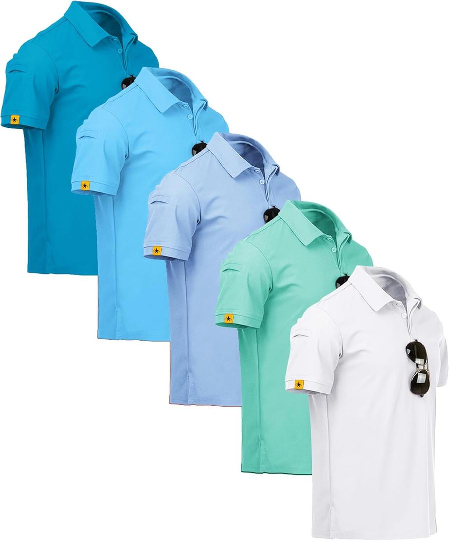 ZITY 5 Pack Mens Polo Shirt Short Sleeve Sports Golf Tennis T-Shirt Moisture-Wicking Summer Shirts (M) ZITY 5 Pack Mens Polo Shirt Short Sleeve Sports Golf Tennis T-Shirt Moisture-Wicking Summer Shirts (M)