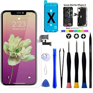 Brinonac for iPhone X Screen Replacement Kit, 5.8" Full HD Retina LCD Display COF Touch Screen Digitizer Assembly Set with Repair Tools, Waterproof Adhesive, Tempered Glass Brinonac for iPhone X Screen Replacement Kit, 5.8" Full HD Retina LCD Display COF Touch Screen Digitizer Assembly Set with Repair Tools, Waterproof Adhesive, Tempered Glass