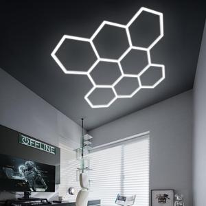 Hexagon LED Garage Light,8 Honeycomb 35packs Tubes 6500K 280W 2.4X2.3m, Hex Ceiling Light for Gym Basement Warehouse Auto Beauty Shop Car Detailing Lighting (Hexagon-8)