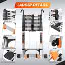 Telescoping Ladder,16.5 FT Extension Ladder w/Hooks,Stabilizers,Wheels,Heavy Duty 330lbs Max Capacity,Collapsible Telescopic Ladder for Rv,Roof,Outdoor
