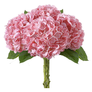 LINSIE 4 Pcs Artificial Hydrangea Silk Flowers with Stems, 19.7" Rose Pink Faux Hydrangeas Bouquet, 240 Petals, Suitable for Shady Places & Waterproof Fake Flower for Outdoor Wedding Home Decor