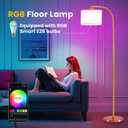 Floor Lamp for Living Room with Remote,Dimmable Tall Standing Lamps,Modern Floor Light with Smart RGB Bulb,App Control,3 Color Temperatures,Fabric Shades,Gold Floor Lamp for Bedroom Office Corner