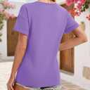 YUCOLEN Womens Short Sleeve V Neck T Shirts Casual Loose Tees Cotton Soft Breathable UPF 50+ Tops Summer 2026 (Purple, L)