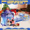 3 in 1 Rocket Ship Play Tent with Tunnel Ball Pit for Kids Space Themed Pop Up Playhouse Indoor Outdoor Astronaut Tent Set Toy Gift for Boys Girls Toddler Baby Child Games Birthday Party