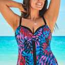 Plus Size Flora Faux Flyaway Underwire Tankini Top, 12