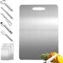 Titanium Cutting Board-304L Stainless Steel Cutting Boards for Kitchen, Double Sided Food Grade, Titanium Cutting Mat Chopping Boards for Meat Fruit & Vegetable Various Cooking Tasks