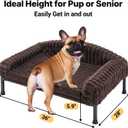 Veehoo Elevated Dog Bed with Bolster Cushion, Fluffy Plush Dog Couch Beds for Small Dogs, Cats, Washable Raised Pet Cot with Non-Slip Feet for Indoor or Patios Use, 36 x 28 Inches, Brown