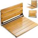 [Upgraded Version] 20" Folding Teak Shower Seat Wall Mounted- Shower Bench for Inside Shower, ADA Compliant Teak Shower Seat Wall Mounted Bench Bathroom Stool, Folding Bathtub Shower Seat for Elderly