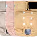 Leekalos Reusable Washable Dog Diapers Female (3 Pack) - Highly Absorbent Doggie Diapers - Size Adjustable Puppy Diapers for Dog Period Panties (Large)
