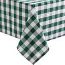 Hiasan Checkered Tablecloth Rectangle, 52 x 70 Inch - Waterproof and Wrinkle Resistant Table Cloth for Picnic, Dinner and Party, Washable Polyester Fabric, Forest Green and White Gingham Pattern