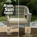 Outdoor Chair Cushions, Water-Resistant & Fade-Resistant, Patio Furniture Square Seat Replacement Chair Pads with Ties Zipper, Removable Cover, Non-Slip Bottom, Set of 6, 19 x 19 Inch, Beige, 19" x 19" 6 Pack