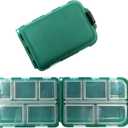 2x Small Hard Fishing Tackle Box Portable Case Hooks Lure Baits Storage Box Containers For Storing Swivels Jigs Hooks Sinker,10 Compartments (Green)