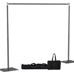 10x10 ft Pipe and Drape Backdrop Stand Kit Heavy Duty Backdrop Stand Adjustable Photo Background with Metal Base for Parties Wedding Video Studio Birthday Background Stand