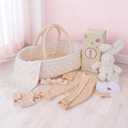 BABESIDE 8 PCS Reborn Baby Doll Clothes Set with Bassinet for 17-22 Inch Dolls Babys Doll Clothes Outfit Accessories fit Baby Doll Girl Boys, Yellow