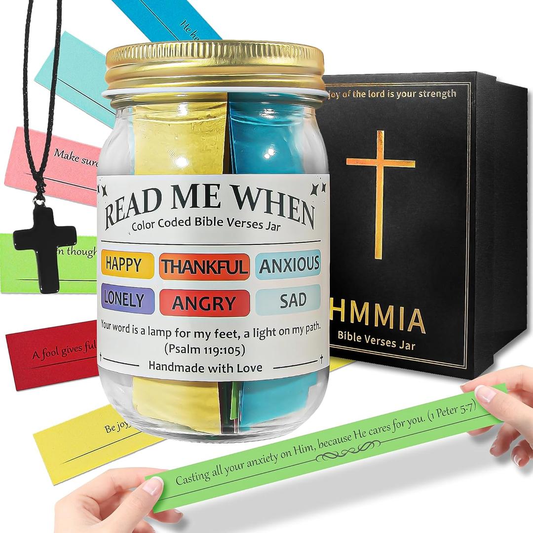 Read Me When Bible Verses Jar with Black Cross, Bible Verse Jar for Women Men Teen Girls, Christian Gifts for Women, Daily Motivational Scripture Prayer Hope Jars, Easter Day Gifts, Graduation Gift