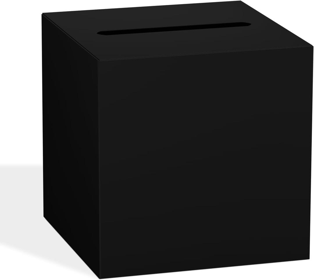 Black Card Box for Party, 8.7" Gift Cards Receiving Box Holder for Wedding, Bridal Shower, Graduation, Birthday, Retirement, Baby Shower, Anniversaries Party Decorations