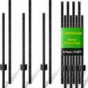 Metal Fence Post Black 6 feet, Pack of 8, T Posts for Fences Wire Mesh, No Dig Steel Stakes Fencing for Garden Yard Farm Outdoor Light Duty