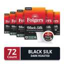 Folgers Black Silk, Dark Roast Coffee, Keurig K-Cup Pods, 12-Count Boxes (Pack of 6) (EXP 11/11/26)