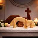 Easter Decorations for Home, He is Risen Decor, Empty Tomb Resurrection Scene Wooden Display, 7 Piece Set Christian Easter Gift for Men Women Kid, Faith-Based Religious Tabletop Decor