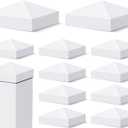 VIVIDA 4" x 4" Fence Post Caps, Pyramid PVC Vinyl Post Caps (Actual 4" x 4"), Waterproof Deck Top Cover for Vinyl Fence, Lamp, Deck, Mailbox, White, 12 Pack