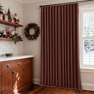 Chestnut Brown Linen Pinch Pleated Blackout Curtains 108 Inches Long for Bedroom Pleated 100% Black Out Drapes with Liner Rust Farmhouse Country Extra Long 108 Inch Curtain for Living Dining Room