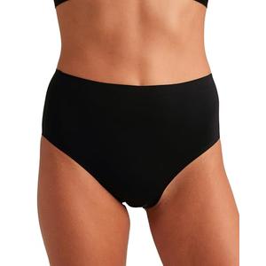 Saalt Seamless High Waist Period Underwear - Regular Absorbency - Comfortable, Thin, Keeps You Dry from All Leaks (Medium, Volcanic Black)