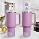 Stanley Cup Accessories Set,Including 2 Pcs 0.4in Straw Cover, 1 Silicone Spill-Proof Stopper Set of 3, 1 Name ID Letter Handle Charm, 1 Silicone Cup Boot Fits Stanley 40&30 Oz Tumbler (K)