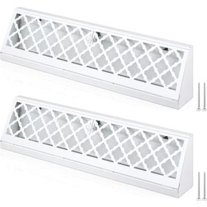 Blulu 2 Pcs 15 Inch Baseboard Register Duct Opening Size Modern Design Vent Covers for Home Floor Wall Baseboard Air Covers Supply Floor Diffuser Including Screws (White)