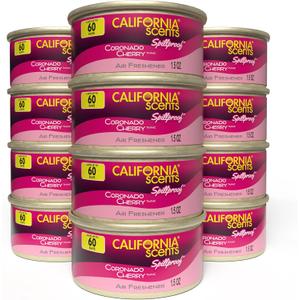 Can Air Freshener and Odor Neutralizer by California Scents, Set of 12 Spillproof Cans for Home and Car, Coronado Cherry, 1.5 Oz Each
