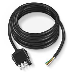 Nilight 4 Way Trailer End Connector 10 Feet Jacketed Cable Heavy Duty 18AWG 4 Pin Trailer Light Plug Pure Copper Trailer Side Male End Replacement 4 Flat Extension Wiring Harness