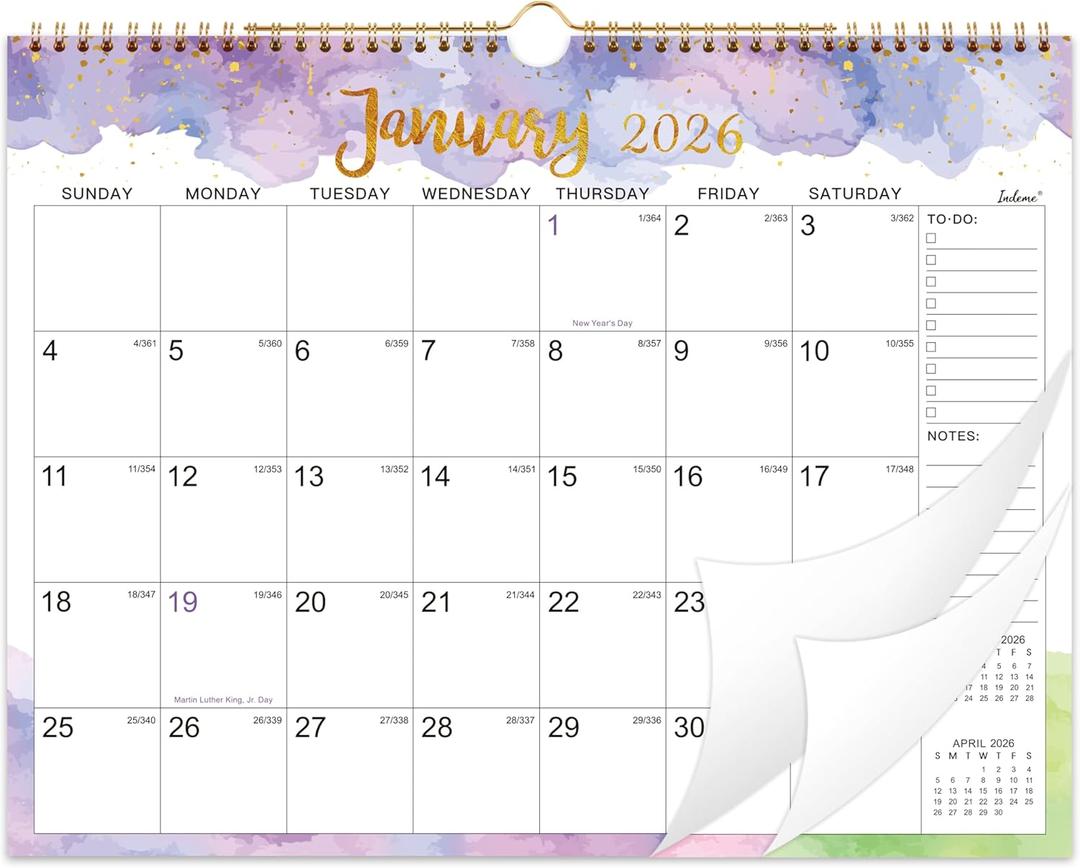 2026 Calendar - 2026 Wall Calendar, 15" x 11.5", Jan. 2026 - Dec. 2026, 2026 Wall Calendar 12 Month with Twin-Wire Binding, Large Blocks, Julian Dates, Perfect Organizer for Home & Office