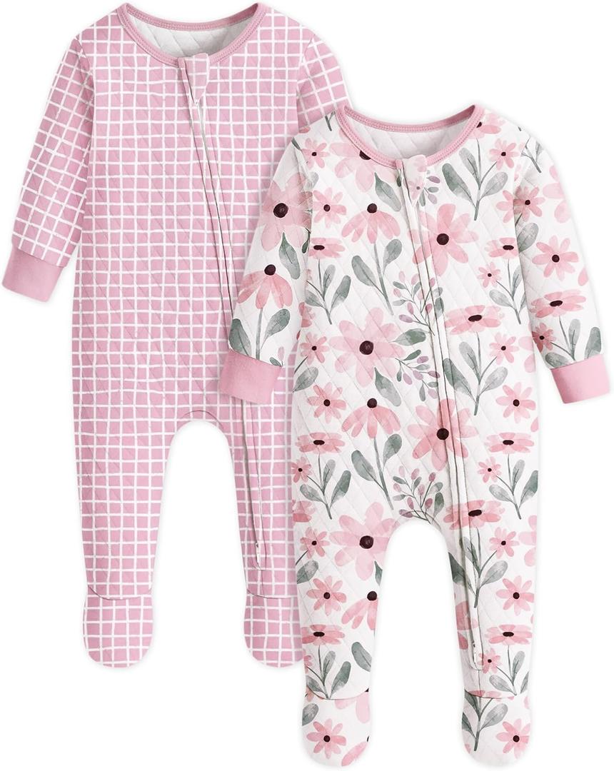 Yoofoss Baby Pajamas Organic Cotton Baby Winter Clothes Warm Newborn Sleepers for 0-3 Months Soft Quilted Footed Pjs