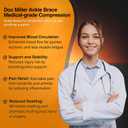 2 x Doc Miller Ankle Brace for Women & Men  Foot Compression Sleeve, Toeless Wrap & Support for Pain Relief, Plantar Fasciitis, Achilles Tendonitis & Injury Recovery, 1 Pair (Medium, Black)